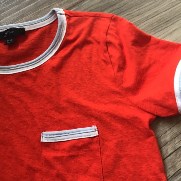 J. Crew XXS orange with white trim tee - Picture 2 of 5